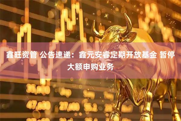鑫旺资管 公告速递：鑫元安睿定期开放基金 暂停大额申购业务